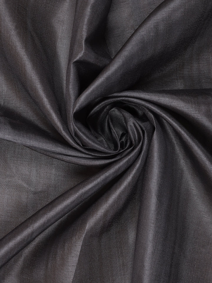 Charcoal Grey Floral Designed Semi Tussar Saree - Diadem