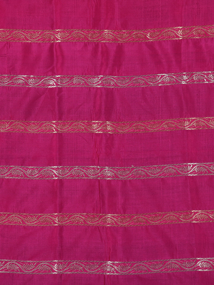 Charming Rani Pink Floral Design Banarasi Silk Saree - Diadem