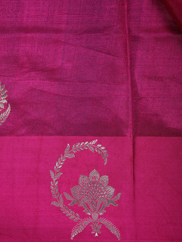 Charming Rani Pink Floral Design Banarasi Silk Saree - Diadem