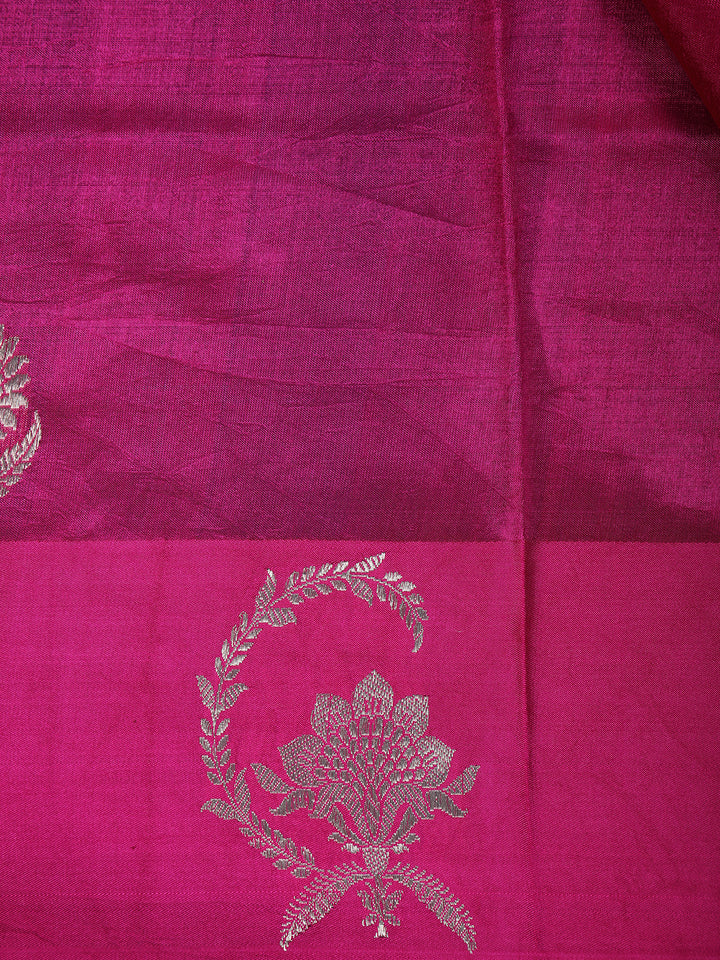 Charming Rani Pink Floral Design Banarasi Silk Saree - Diadem
