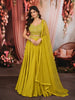 Chartreuse Green Heavy Sequins and Beads Embroidered Design Crepe Silk Party Lehenga with Matching Dupatta