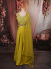 Chartreuse Green Heavy Sequins and Beads Embroidered Design Crepe Silk Party Lehenga with Matching Dupatta