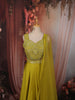 Chartreuse Green Heavy Sequins and Beads Embroidered Design Crepe Silk Party Lehenga with Matching Dupatta