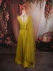Chartreuse Green Heavy Sequins and Beads Embroidered Design Crepe Silk Party Lehenga with Matching Dupatta