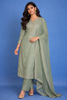 Sage Green Floral Embroidery Raw Silk Salwar Suit