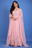 Baby Pink Floral Designed Georgette Palazzo Suit