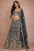 Diadem Women Dark Green Net Lehenga Choli Floral Embroidered Designer Wedding Wear