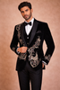 Black Animal Designed Men's Suit