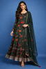 Dark Green Floral Printed Georgette Salwar Suit