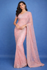 Dusty Rose Pink Sequins Embroidered Georgette Saree
