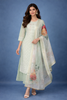 Pista Green Floral Embroidery Cotton Salwar Suit