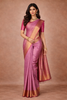 Pink Checked Woven Pure Kanchipuram Silk Saree With Zari Border