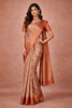Peach Banarasi Saree with Checked Design on the Body and Contrast Border