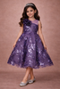 Purple Floral Designed Party Gown for Girls