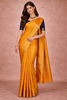 Mustard Yellow Floral And Stripes Woven Pure Kanchipuram Silk Saree