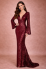 Maroon Sequins Embellished Jumpsuit