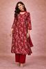 Dark Red Floral Designed Cotton Salwar Suit