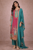 Pink Floral Printed Synthetic Salwar Suit
