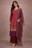 Red and Orange Floral Printed Straight Cut Salwar Suit for Girls