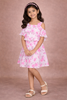White Frock Adorned with Floral Designs and Sleeveless for Girls