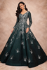 Dark Green Gown with Sequins and 3D Flowers