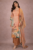 Peach-Orange Floral Embroidered Sequin Work Georgette Salwar Suit