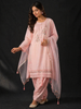 Light Pink Straight Cut Salwar Suit for Women Adorned with Floral Design Paired with Dupatta