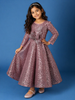 Onion Pink Sequins Design Kids Net Gown