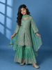Sea Green Sequin Embroidered Georgette Kids Palazzo Suit