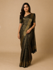 Bottle Green Floral Brocade Woven Pure Kanchipuram Silk Saree With Zari Border