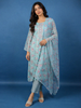 Pastel Blue Floral Printed Cotton Salwar Suit Set