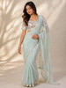 Light Blue Organza Saree with Sequins and Beads Embellished Border paired with Designer Blouse