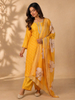 Mustard Yellow Embroidered Polka Dot Straight Cut Salwar Suit