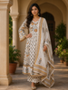 White Floral Printed Cotton Salwar Suit