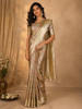 Champagne Gold Ikat Woven Tissue Silk Saree