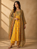 Yellow Floral Designed Cotton Rayon Anarkali Salwar Suit