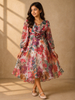 Pink Floral Designed Party Gown for Girls