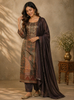 Olive Green Embroidered Design Tissue Silk Salwar Suit