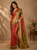 Reddish Pink Floral Butta Design Semi Tissue Silk Saree