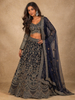 Diadem Women Navy Blue Net Lehenga Choli Heavy Embroidered Sequin Bridal Wedding Wear