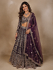 Diadem Women Deep Wine Purple Net Lehenga Choli Heavy Embroidered Sequin Bridal Wedding Wear