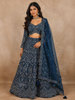Diadem Women Teal Blue Net Lehenga Choli Heavy Embroidered Designer Wedding Wear Set