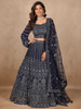 Diadem Women Blue Embroidered Net Lehenga Set Designer Party Wear Ethnic Outfit with Dupatta