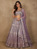 Diadem Women Lavender Banarasi Silk Lehenga Choli Zari Woven Designer Wedding Wear Set