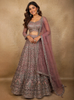 Diadem Women Dusty Pink Net Lehenga Choli Heavy Embroidered Designer Wedding Wear