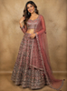 Diadem Women Dusty Rose Net Lehenga Choli Heavy Embroidered Designer Wedding Wear