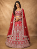 Diadem Women Red Net Lehenga Choli Heavy Zari Embroidered Bridal Wedding Wear