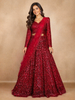 Diadem Women Red Net Lehenga Choli Sequin Embroidered Wedding Wear with Dupatta