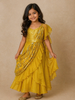 Yellow Sequins Embellished Design Georgette Ready To Wear Kids Saree