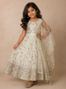 Ivory Floral Design Kids Georgette Gown